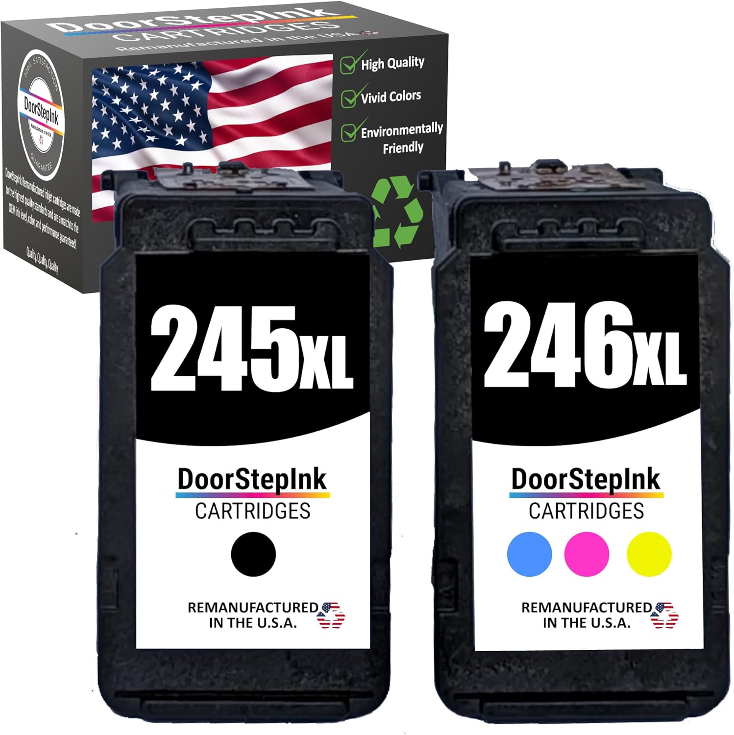 DoorStepInk Remanufactured in The USA Ink Cartridge Replacements for Canon Printer PG-245XL 243XL CL-246XL 246 XL 244XL 244 XL Black Color Combo Pack for Pixma iP2820 MG2924 MX492 TS302 MG2920 MG3020