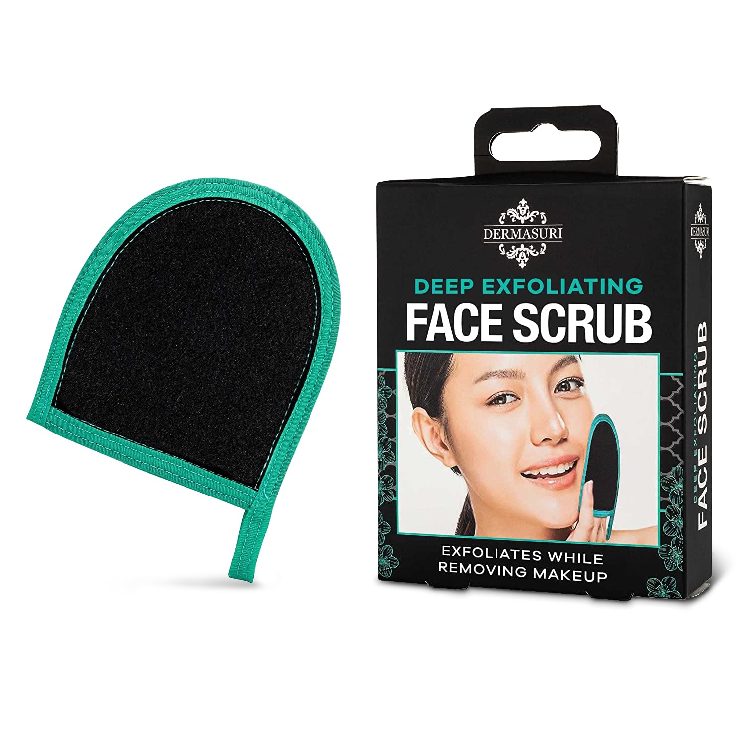 Dermasuri Deep Exfoliating Glove for Face – Exfoliating Mitt Face Scrub and Dead Skin Remover – Face Scrubber for Men & Women – Face & Neck Skincare – Face Exfoliator Tool – Shower & Dry Use (1 Pack)