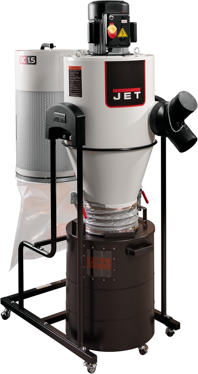 JET Cyclone Dust Collector, 2-Micron Filter, 1-1/2 HP, 1Ph 115V (Model JCDC-1.5)