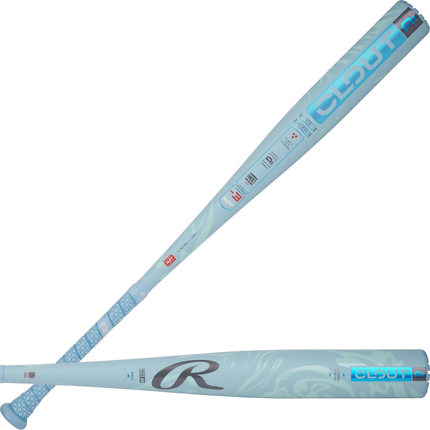 Rawlings | 2025 | Clout AI Baseball Bat | BBCOR | -3 Drop | 2 5/8″ Barrel | 1 Pc. Alloy