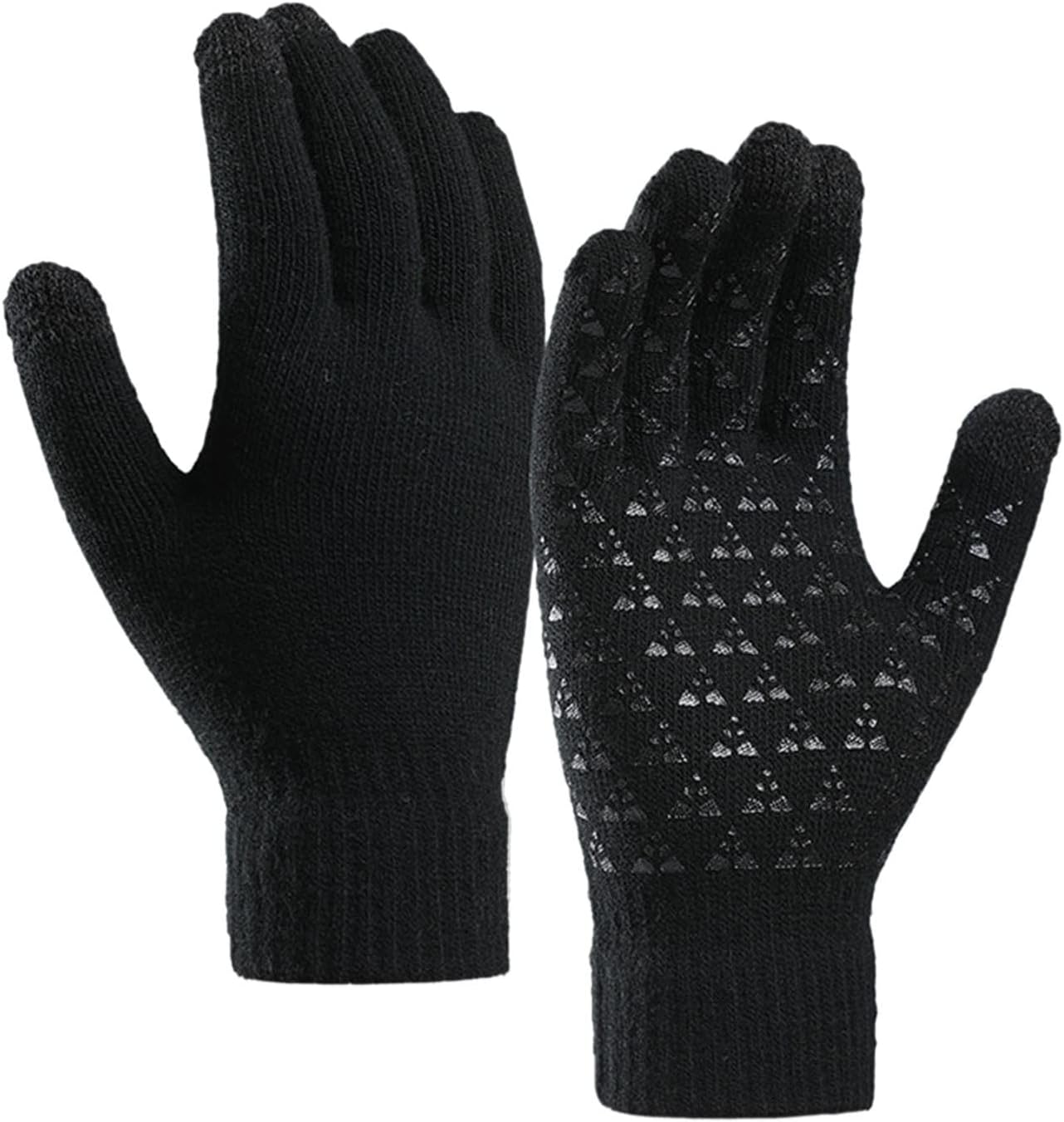 BCDlily Winter Knit Gloves Women Men Thick Full Finger Gloves Anti-Slip Touchscreen Mittens Thermal Glove