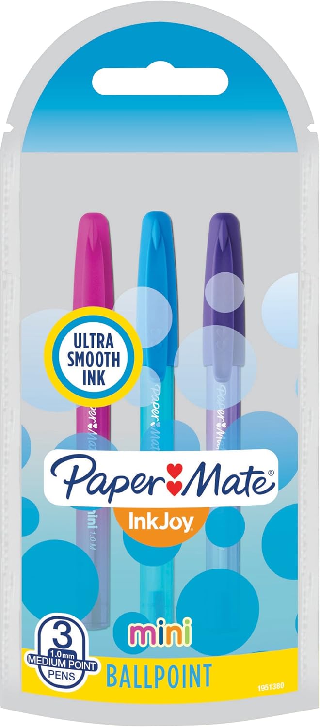 Paper Mate InkJoy Mini Ballpoint Pens, Medium Point, Assorted, 3 Pack (1951380)