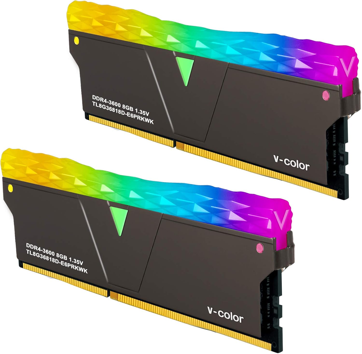 V-Color Prism Pro DDR4 16GB (8GBx2) 3600MHz (PC4-28800) CL18 RGB Gaming Desktop Ram Memory Module UDIMM Hynix IC Single Rank – Jet Black (TL8G36818D-E6PRKWK) Visit The V-COLOR COLOR YOUR LIFE STO