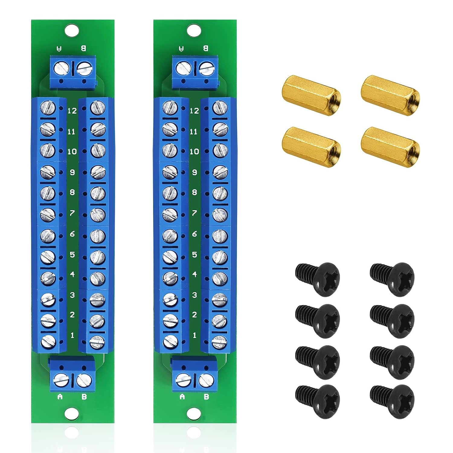 PCB Double-Layer Wiring Power Distribution Board Kit, 2 x 12 Position Power Distribution Module 2 Inputs 2 x 13 Outputs for DC AC 24V 10A