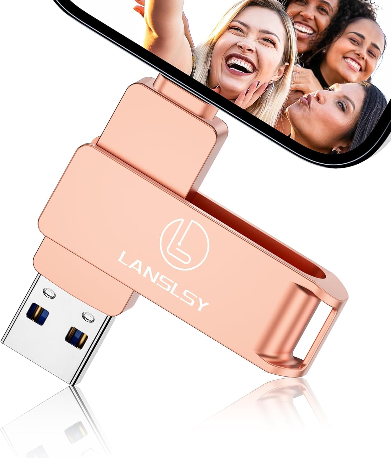 128GB Flash Drive for iPhone Photo Stick,3 in 1 USB 3.0 External Storage for Photos and Videos,i Phone Memory Stick Compatibile Phone/Pad/Android/PC/Mac