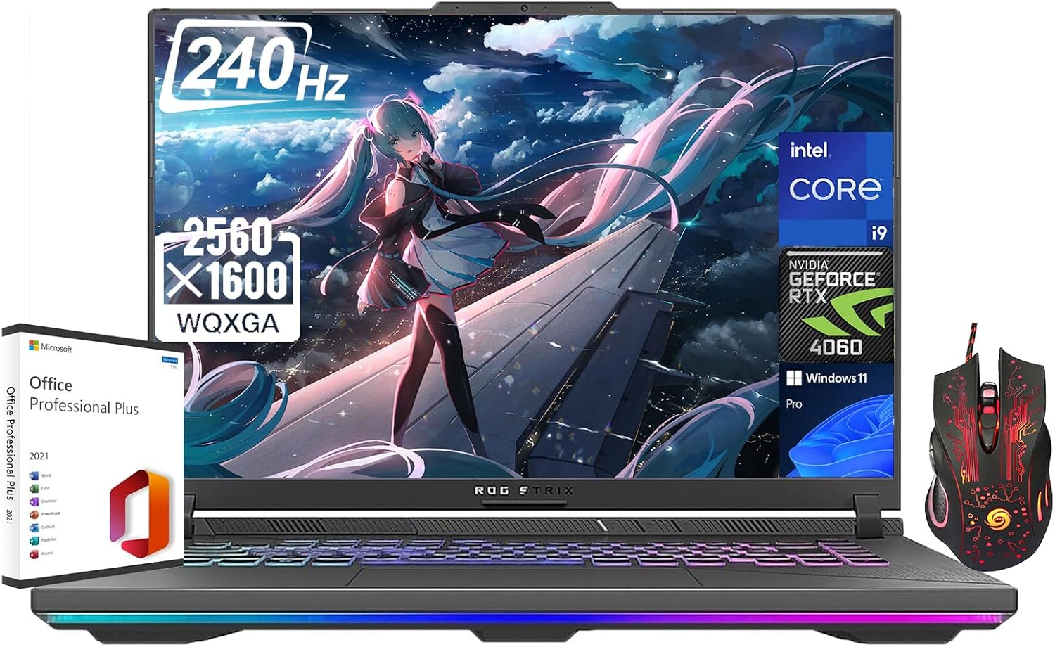 ASUS ROG Strix G16 Gaming Laptop – with Microsoft Office Lifetime License, 16″ 240Hz WQXGA Display, Intel 24-Core i9-14900HX, RTX 4060 8 GB GDDR6 GPU, 32GB DDR5, 2TB SSD, Backlit Keyboard, Win11 Pro