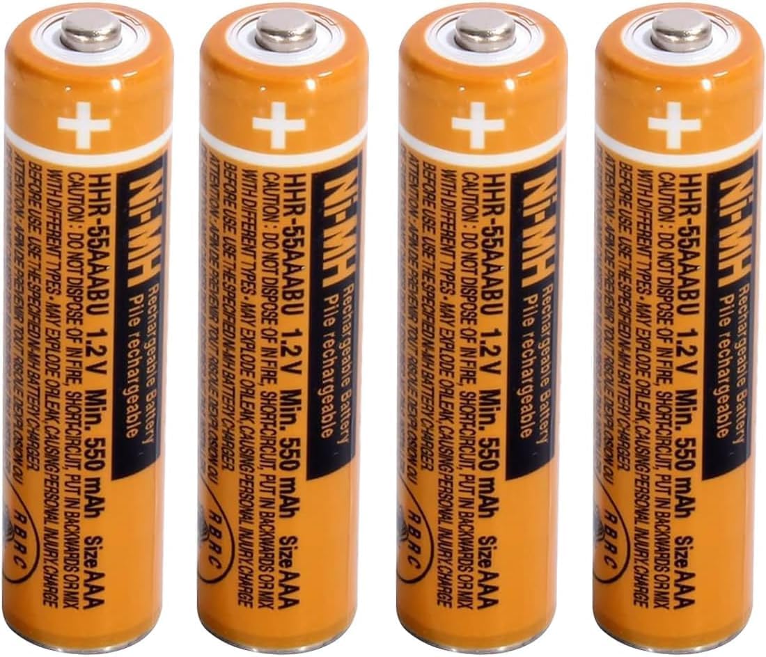 4 Pack HHR-55AAABU NI-MH AAA Rechargeable Battery for Panasonic, 1.2v 550mah Rechargeable AAA Batteries for Panasonic Cordless Phone Handset, Remote Controls, Electronics