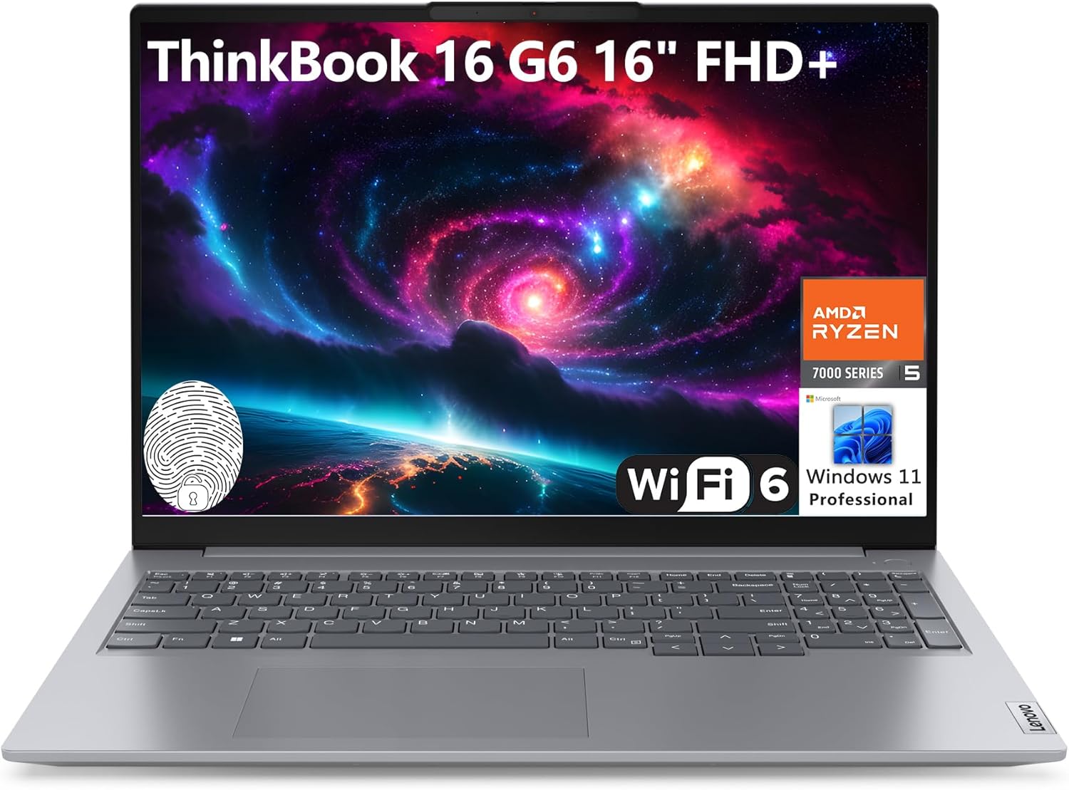 Lenovo ThinkBook 16 G6 16″ FHD+ Laptop Computer, Hexa-Core AMD Ryzen 5 7430U (Beat i7-1355U), 16GB DDR4 RAM, 512GB PCIe SSD, WiFi 6, Bluetooth 5.3, Fingerprint Reader, Windows 11 Pro, AZ-XUT