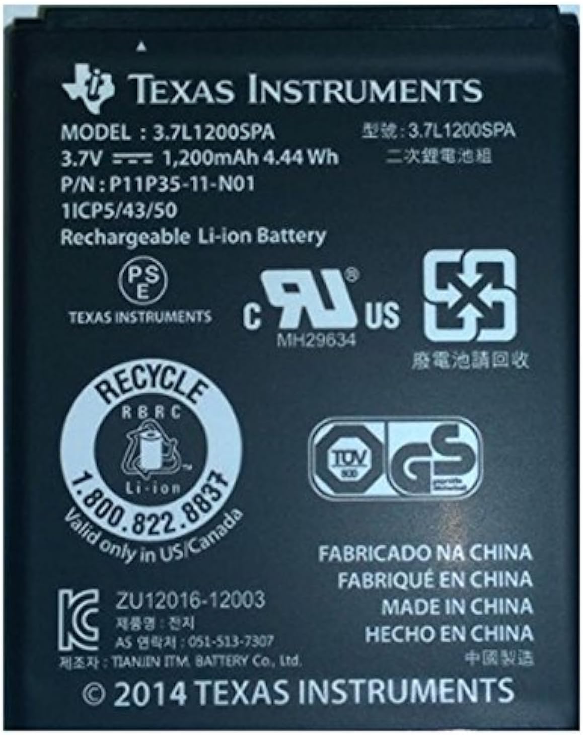 Texas Instruments XXBT-KT-B Rechargeable Battery without Wire