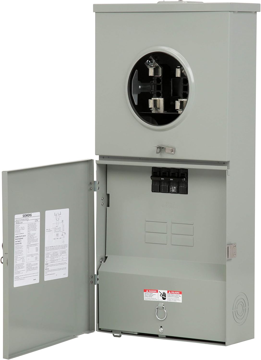 Siemens MC0408B1200RT 4 Space, 8 Circuit, 200-Amp Main Breaker Meter Combination With A Ringless Cover