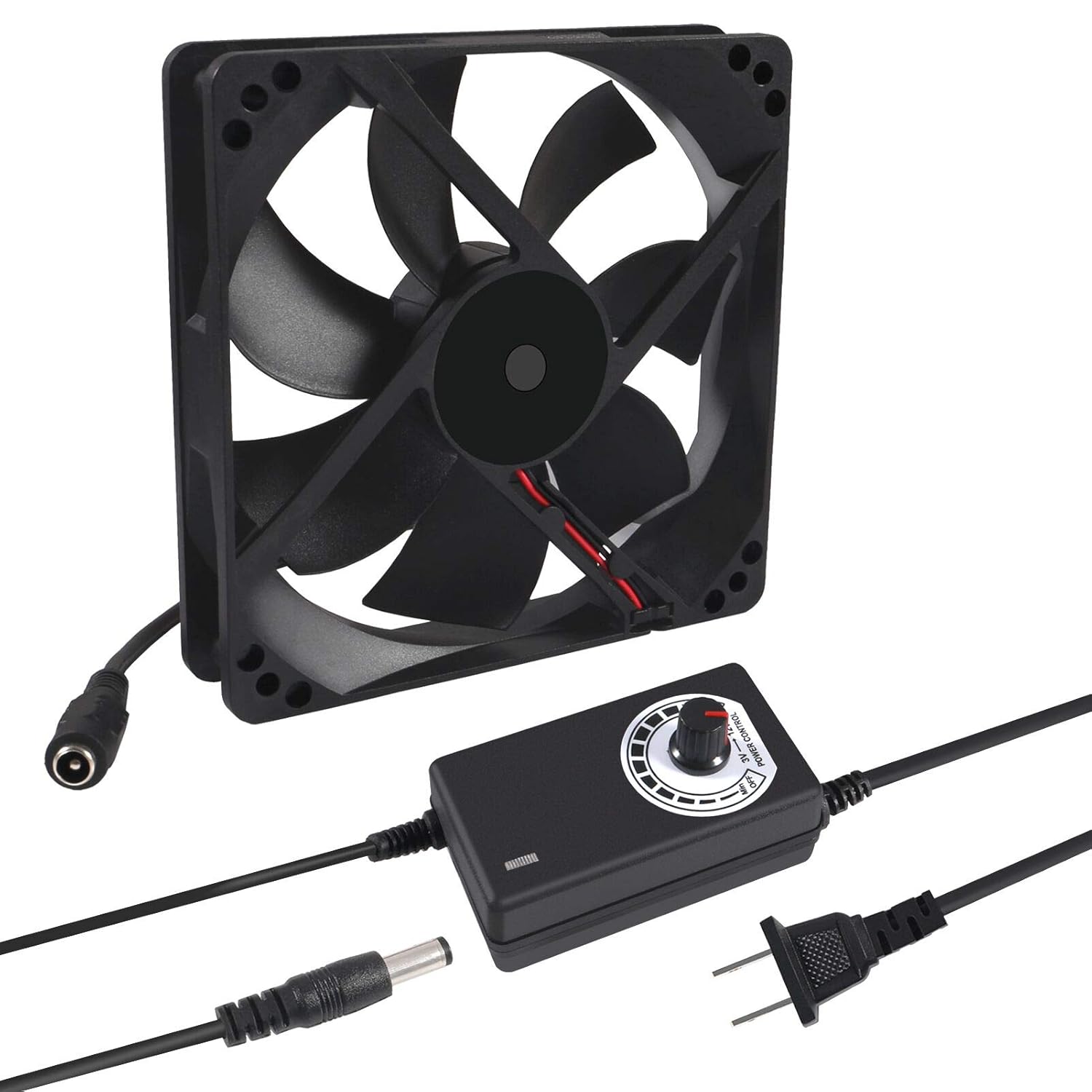 120mm x 25mm 110V 220V AC Powered Cooling Fan with Speed Controller 3V to 12V, 1225 AC 115V 120V 220V 240V for Cooling Ventilation Exhaust Projects, Receiver DVR Playstation Xbox Component Cooling