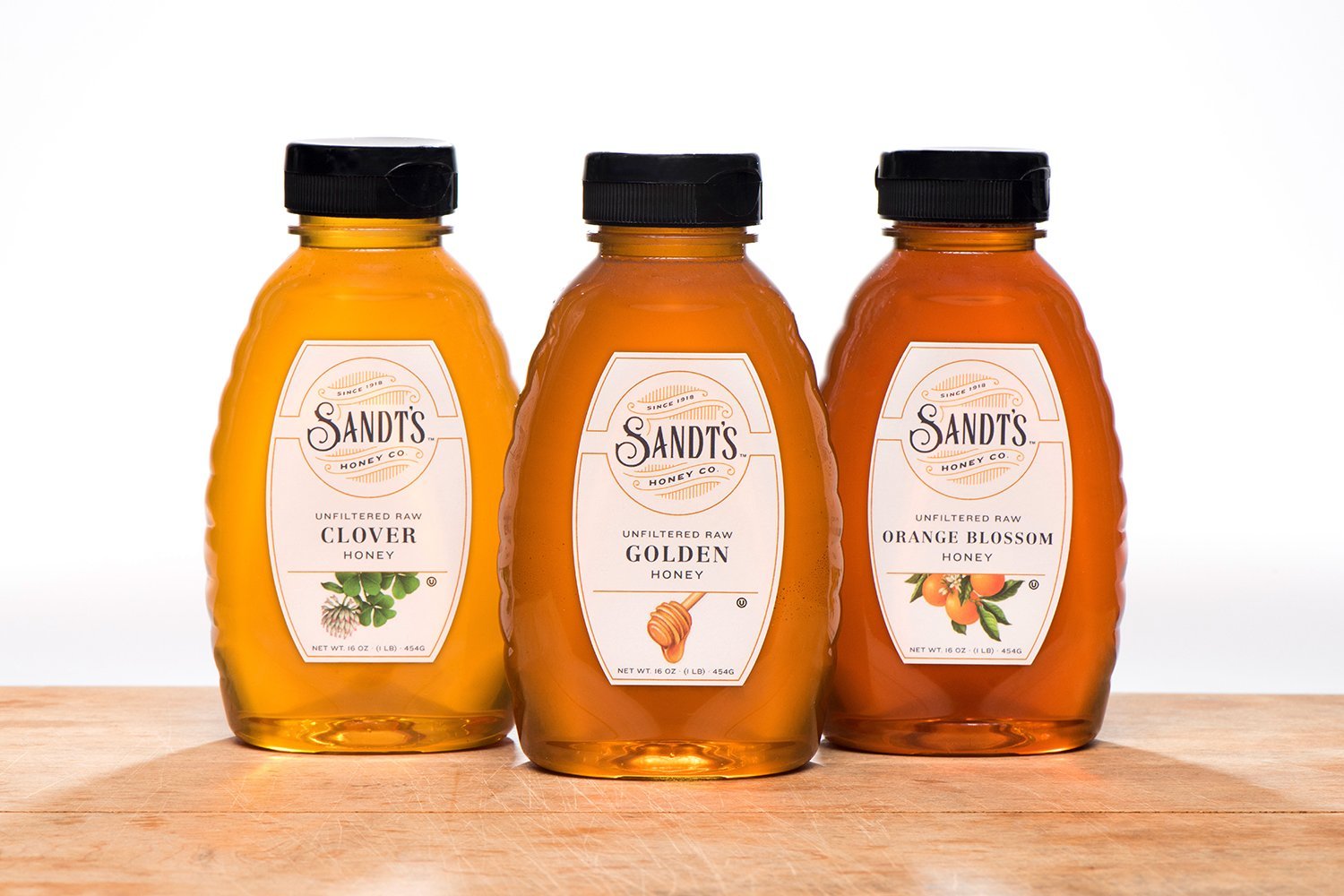 Sandt’s Unfiltered Raw Honey Varietal Bundle – Golden, Clover & Orange Blossom (3 LBS)