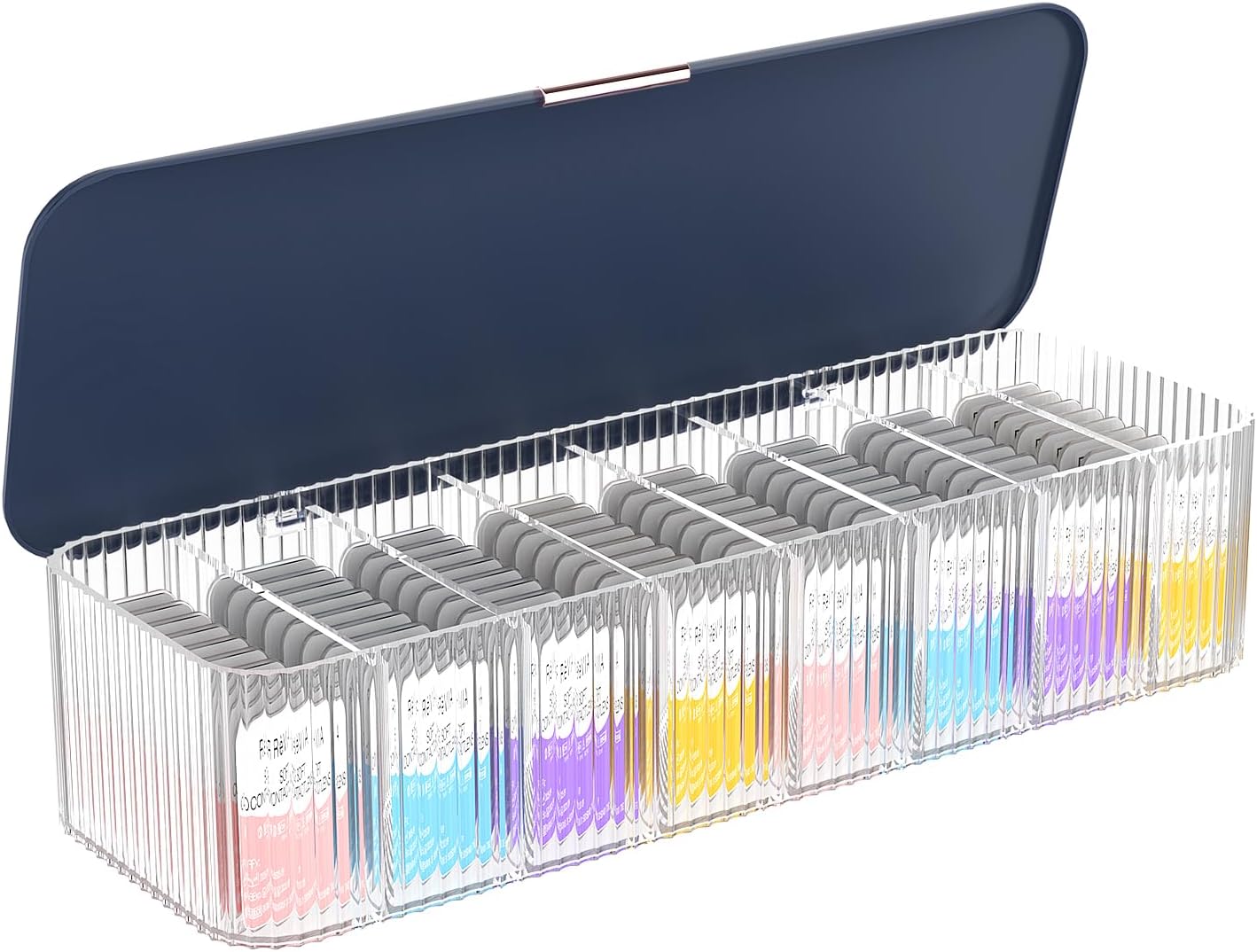 MoKo Cosmetic Contact Lens Storage Organizer Cases with Compartment, Durable Simple Daily Disposable Contact Lenses Case Container Box for All Brands, Clear + Blue