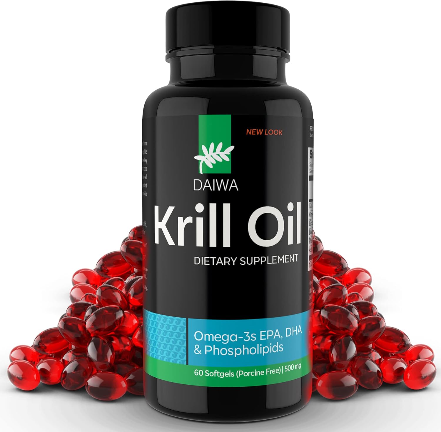 Daiwa Krill Oil 1000mg Softgels – EPA DHA Krill Oil Omega 3 6 9 with Astaxanthin for Joint, Brain and Heart Health – Antarctic Krill Oil Supplement – 60/ct