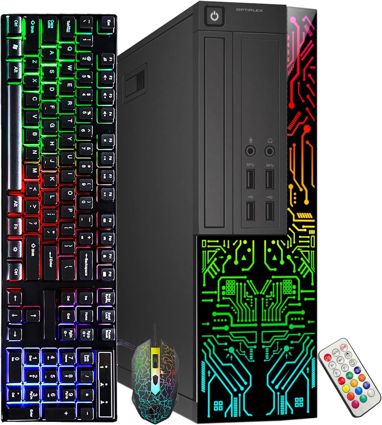 Dell Gaming OptiPlex Desktop RGB Computer PC | Intel Core i5 3.2Ghz | AMD RX 550 GDDR5 | 16GB RAM 1TB SSD | RGB Gaming Keyboard & Mouse WiFi | Windows 10 HDMI (Renewed)