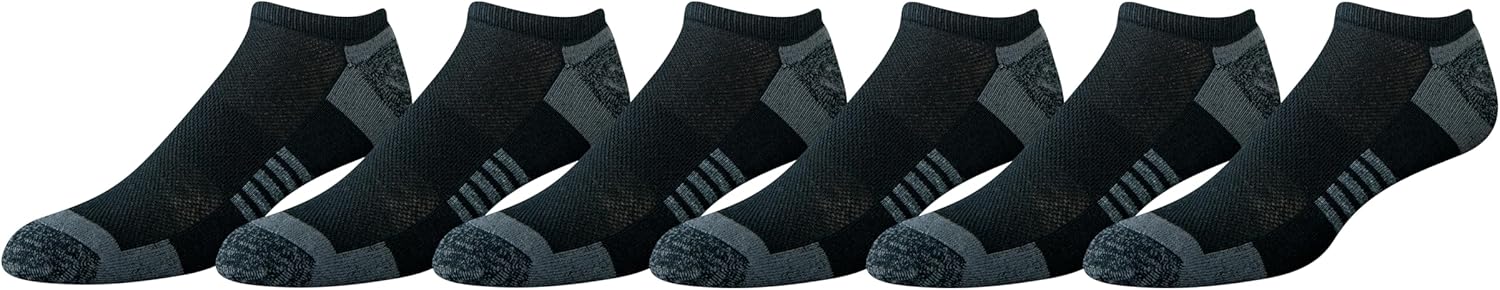 Amazon Essentials Cotton Socks for Men, Performance Cushioned No Show, Breathable Athletic, 6 Pairs