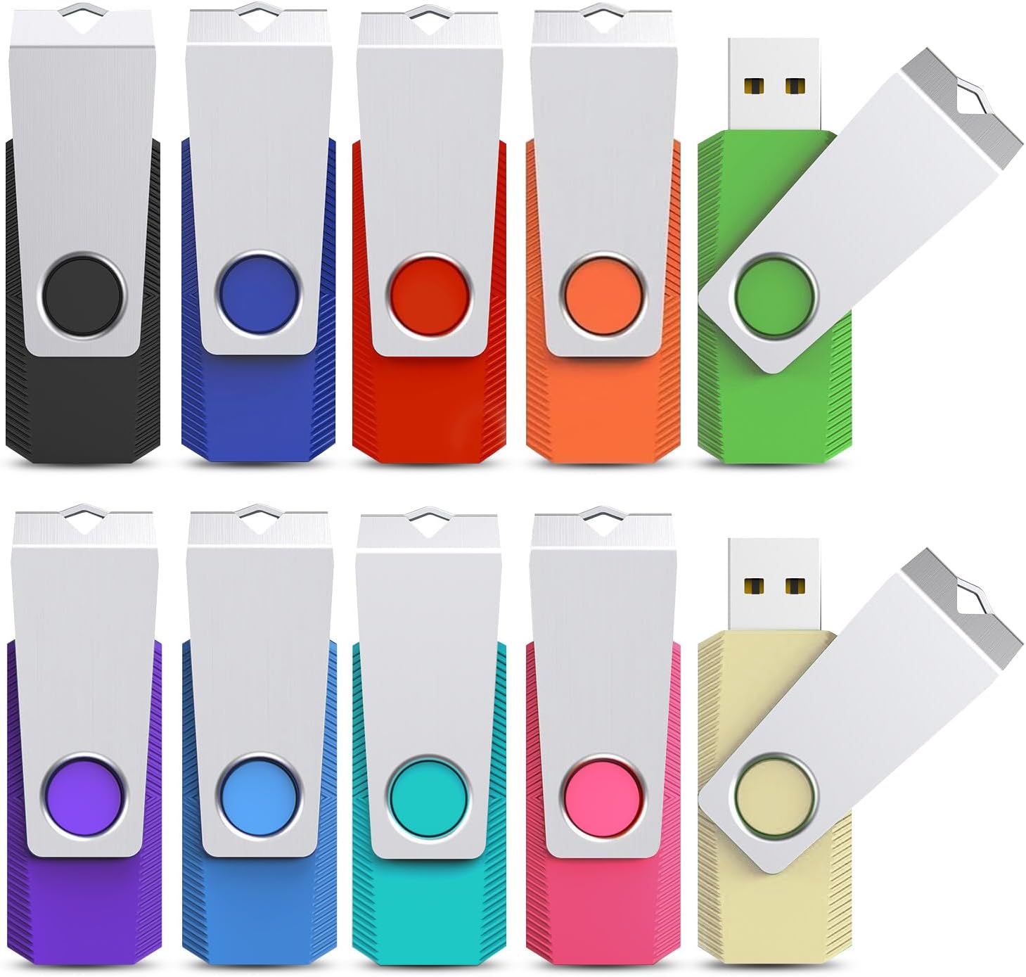 KEXIN 32GB Flash Drive 10 Pack 32G Thumb Drive USB Flash Drive USB Stick Pen Drive Swivel USB Drive for Storing Photo/Video/Music/File 32GB 10 Pack