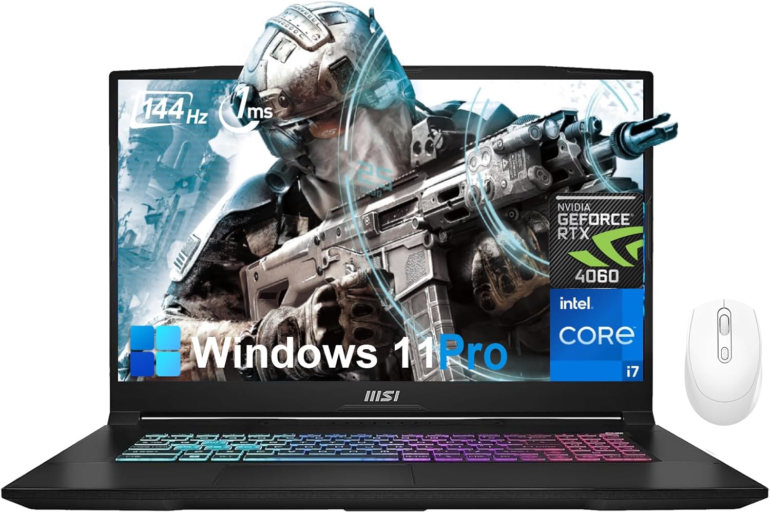 MSI Katana 17.3-inch Gaming Laptop – 144Hz FHD Display, 13th Gen Intel Core i7, GeForce RTX 4060, 32GB DDR5 RAM, 2TB SSD, Cooler Boost 5, Hi-Res Audio, Windows 11 Pro, with Accessories