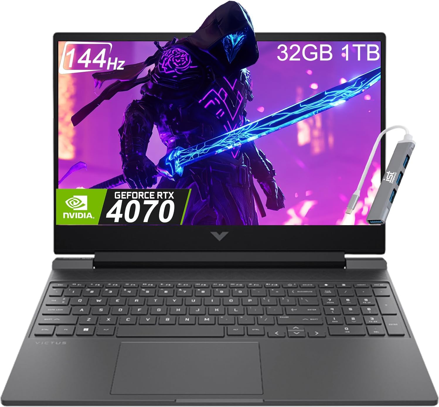 HP Victus 16 (2024) Gaming Laptop (16.1″ FHD 144Hz, GeForce RTX 4070 8GB, AMD Ryzen 7 8845HS (> i7-13700H), 32GB DDR5 RAM, 1TB SSD) 1-Month Game Pass, Backlit, MUX Switch, Win 11 Home, Mica Silver