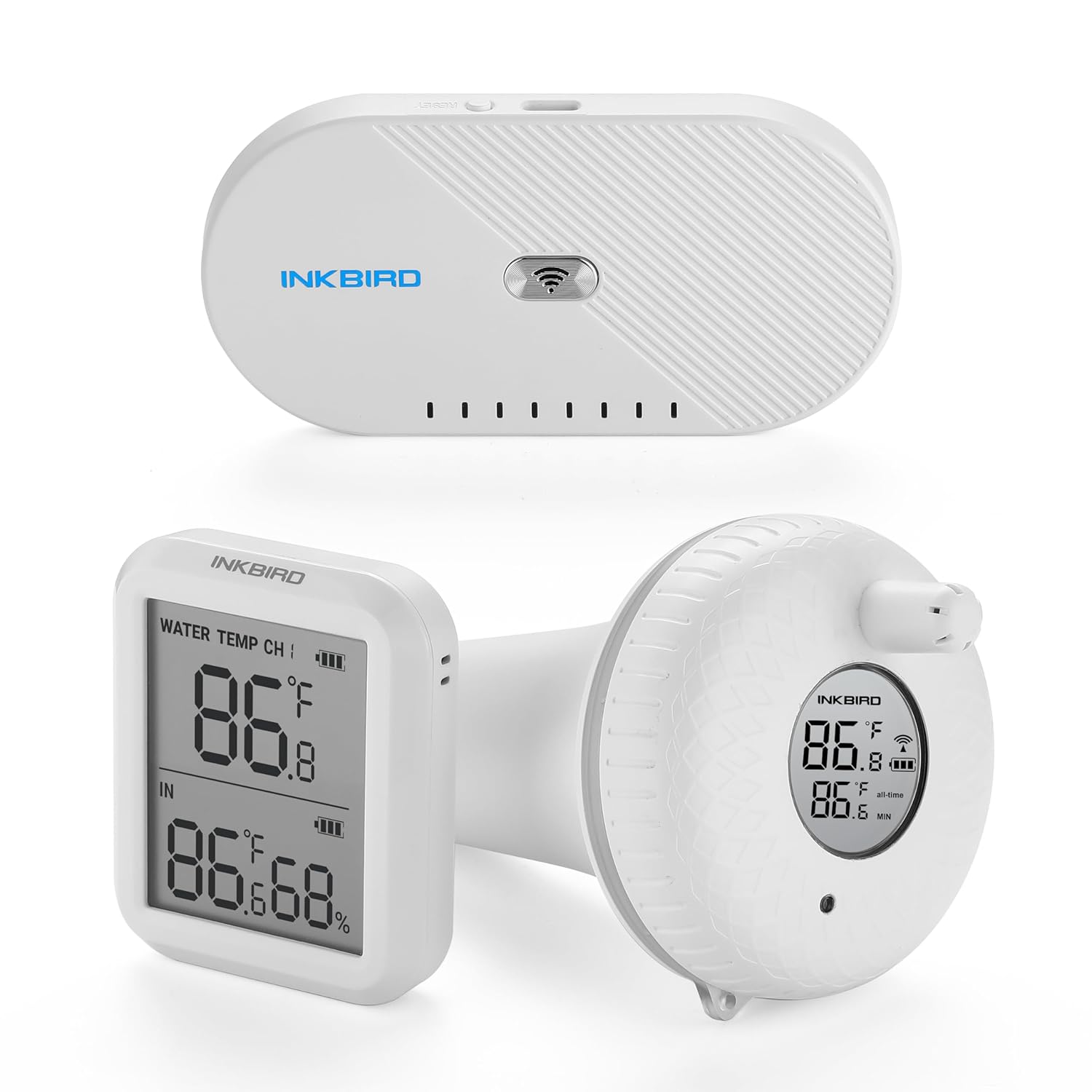 INKBIRD WiFi Gateway and Wireless Pool Thermometer, Connect to WiFi for Remote Monitoring, for Swimming, Pool Fish Pond, Aquarium etc.