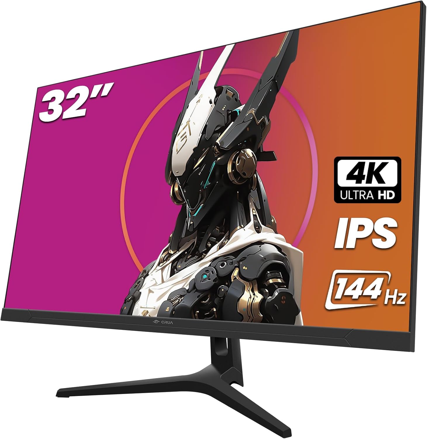 CRUA 32″ 4K Gaming Monitor, IPS UHD(3840 * 2160P) 144Hz Monitors, Computer Monitor Support FreeSync, HDR, DCI-P3 97%, 1.07B Color Depth, with HDMI 2.1/DP 1.4 and Built-in Speaker, Support Wall- Black