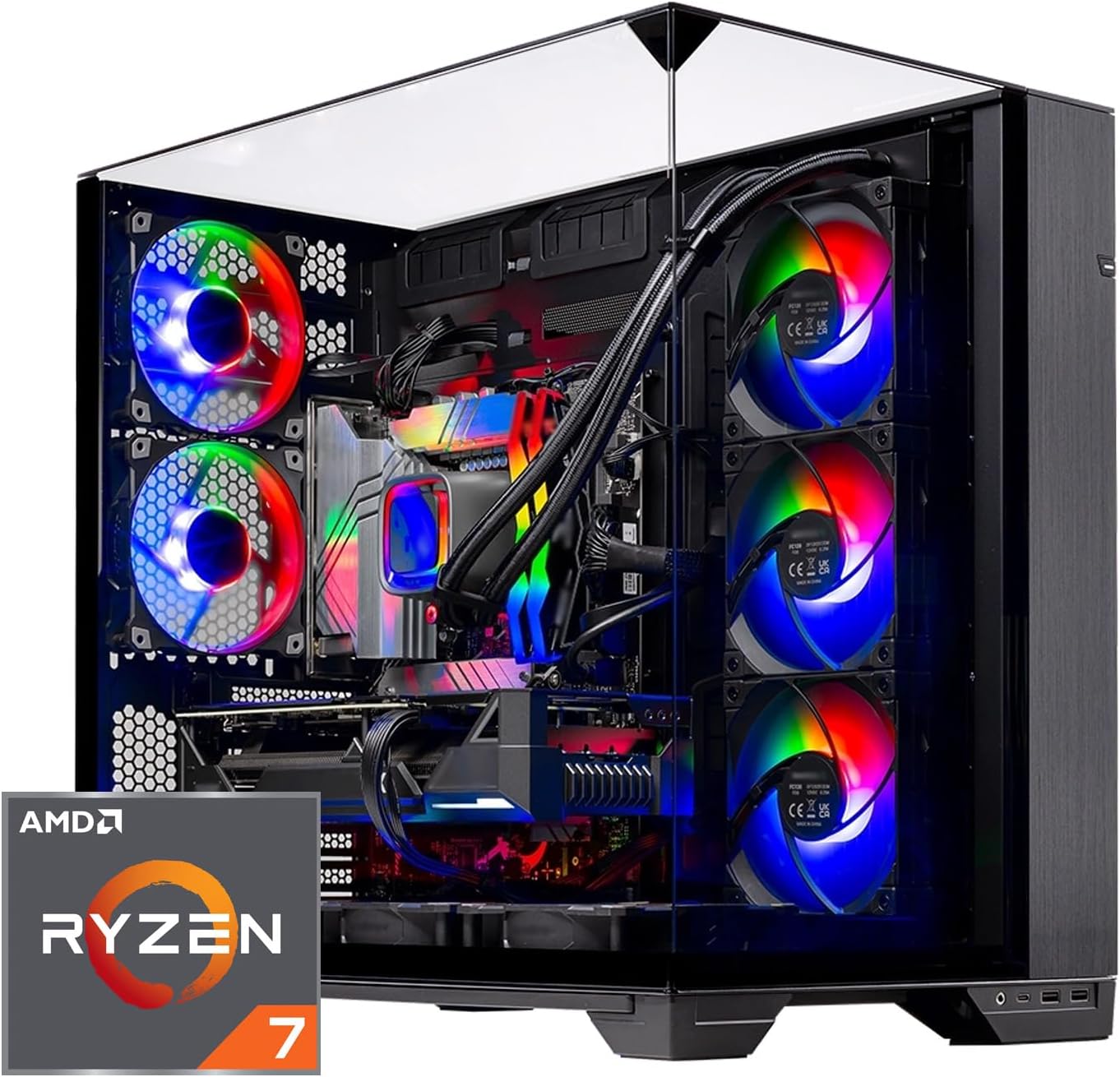 Skytech O11V Gaming PC Desktop, Ryzen 7 7800X3D 4.2 GHz (5GHz Turbo Boost), NVIDIA RTX 4070 Ti Super 16GB GDDR6X, 1TB Gen4 SSD, 32GB DDR5 RAM 5600 RGB, 850W Gold PSU, 360mm ARGB AIO, Wi-Fi