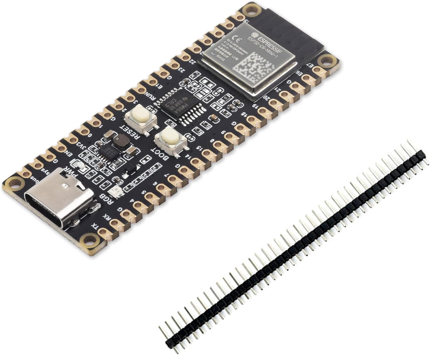 ESP32-C6 Microcontroller W-i-F-i 6 Development Board ESP32-C6-MINI-1 Chip RISC-V 32-bit Single-core Processor 160MHz Support W-I-F-I 6 and BLE 5 Support Raspberry Pi Pico Expansion Board for AIoT