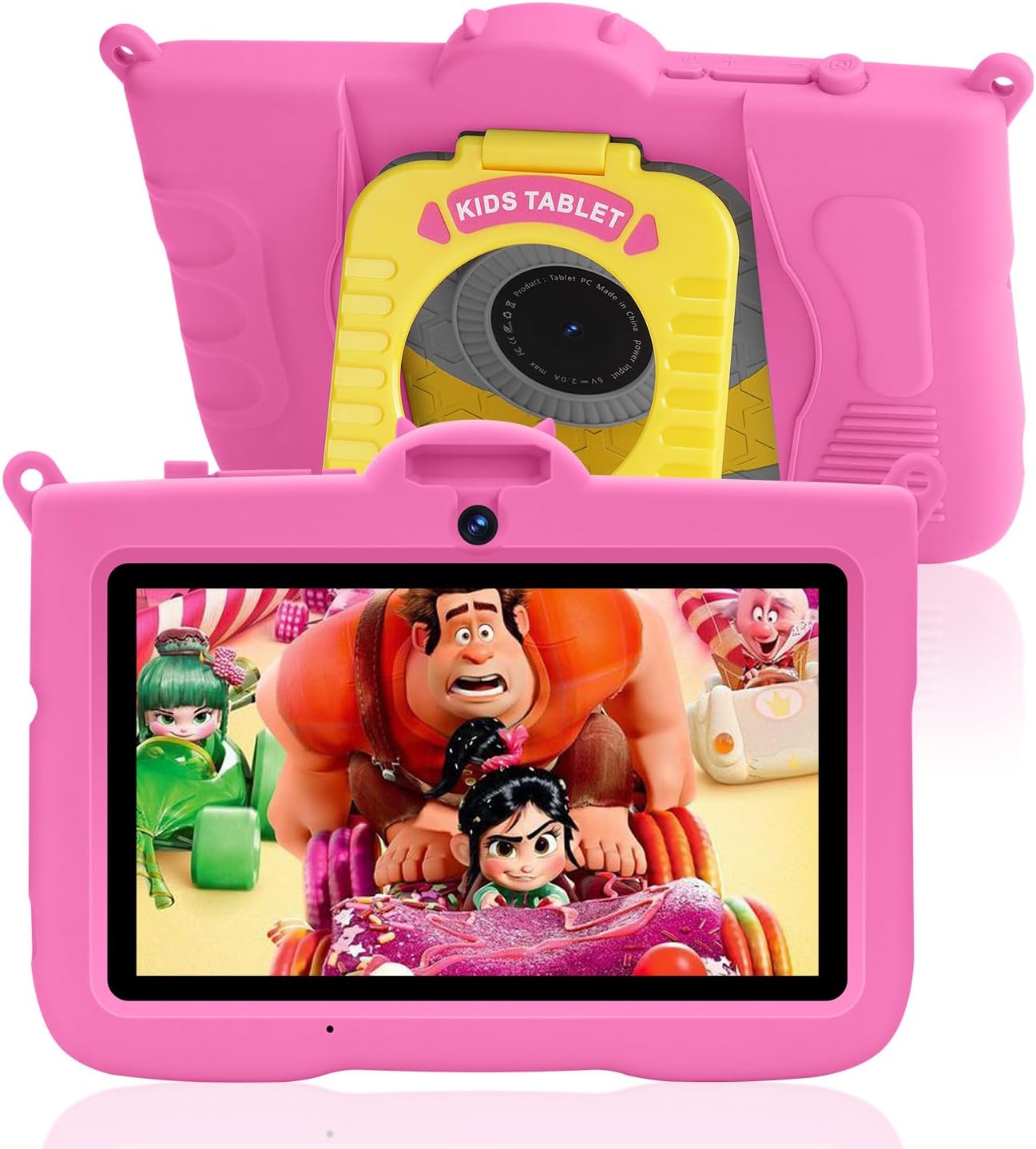 Kids Tablet 7 inch Android 13 Tablet for Kids,8GB RAM 64GB ROM 128GB Expand,Kids Software Pre-Installed, Parental Control, WiFi, Bluetooth, Educational Tablet with Shockproof Case(Pink)