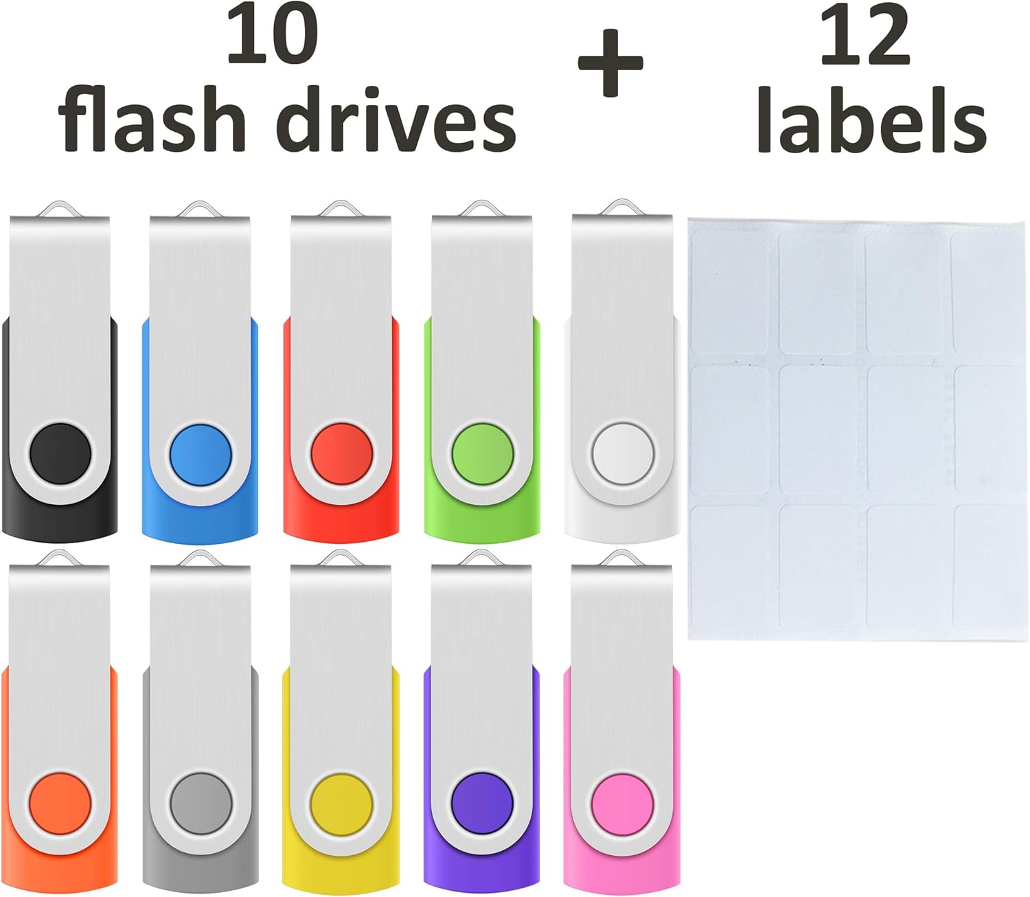 Enfain 10-Pack of 128MB USB 2.0 Flash Drives in Multicolor, Small Capacity Memory Sticks with Swivel Design, Ideal for Cataloging Patterns for Embroidery Sewing Machines