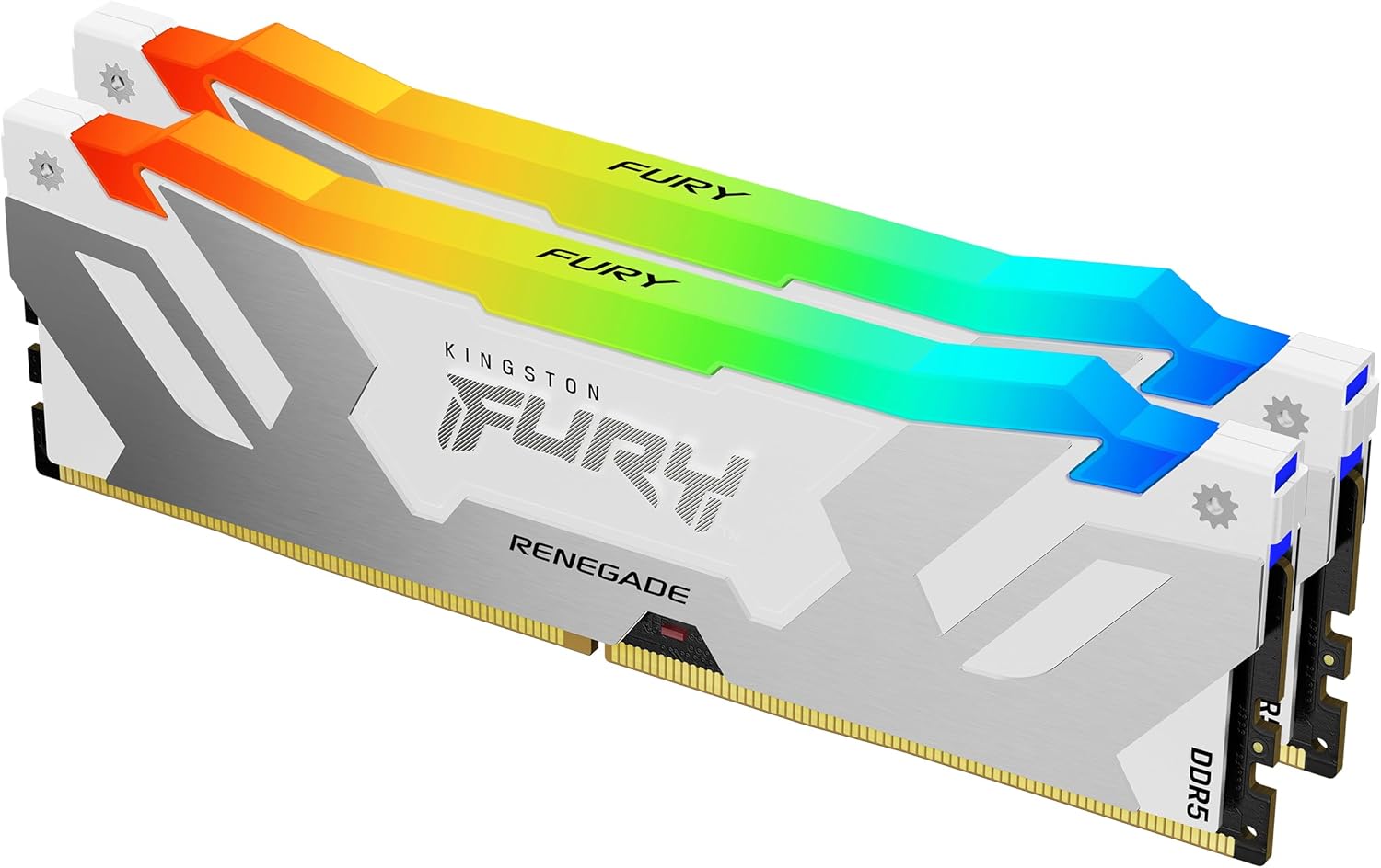 Kingston FURY Renegade White RGB 32GB (2x16GB) 6400MT/s CL32 DDR5 DIMM | Infrared Syncing | FURY CTRL Software | Overclocking | Intel XMP 3.0 | Kit of 2 | KF564C32RWAK2-32