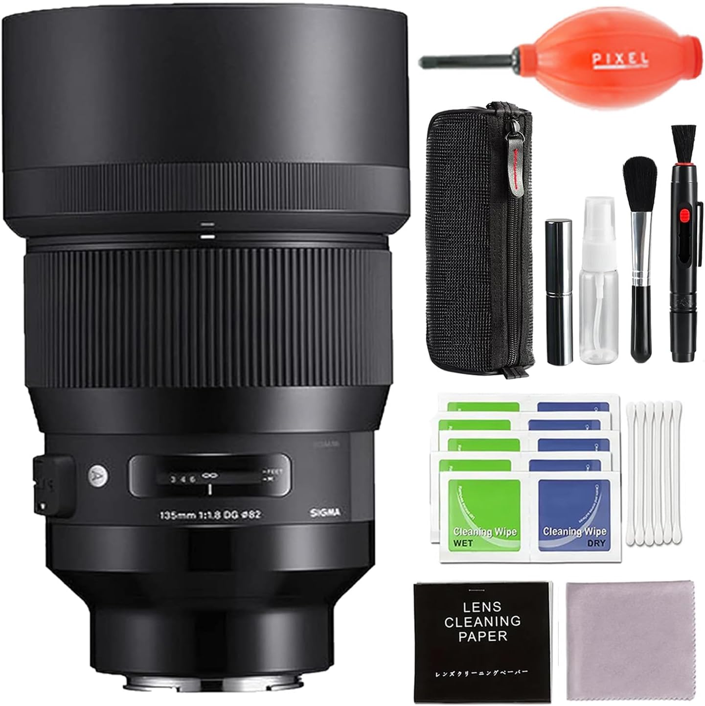 Sigma 135mm F1.8 DG HSM Art Lens for Sony E (240965) with Pixel Advanced Accessory & Travel Bundle| 135mm Sony Lens