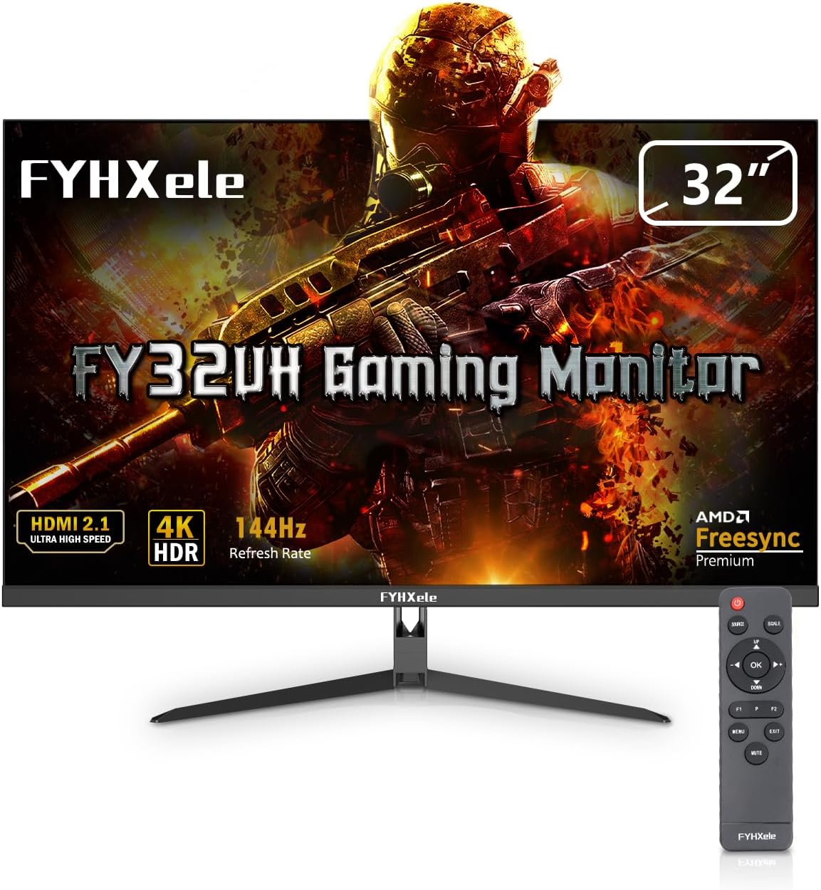 4K Gaming Monitor 144Hz 32inch, Fast UHD IPS Computer Monitor, 1ms, VESA Mountable, DSC， Built-in Speakers, Free-Sync, 1xDP1.4, 1xHDMI2.1, 1xHDMI2.0, 1xUSB-C, USB Hub, 95% DCI-P3, HDR400