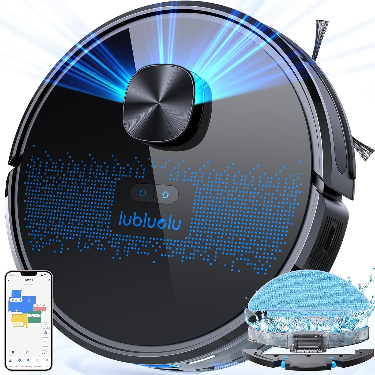 Lubluelu Robot Vacuum and Mop Combo 4000Pa, LiDAR Navigation, 2-in-1 Laser Robotic Vacuum Cleaner, 5 Editable Mapping, 10 No-go Zones, WiFi/App/Alexa, Vacuum Robot for Pet Hair, Carpet, Hard Floor