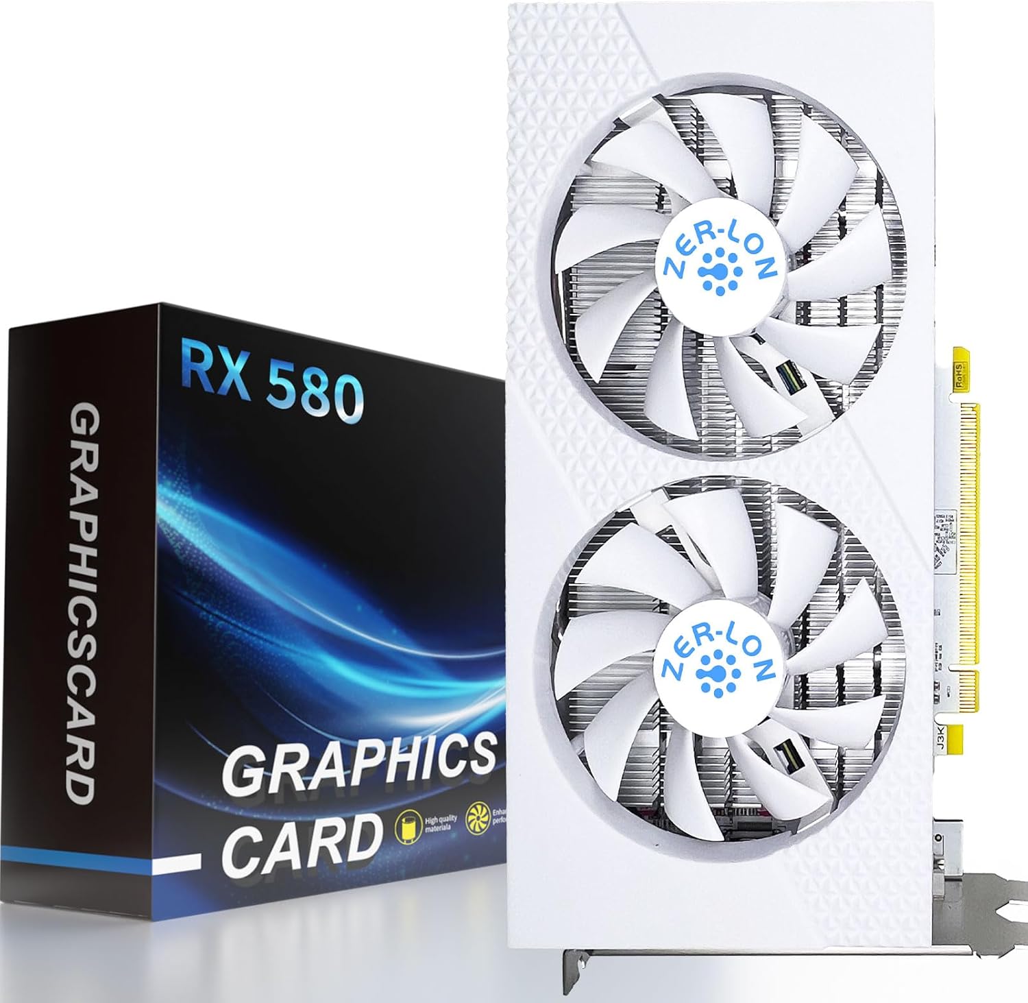 RX 580 8G Graphic Cards, Real 8GB 256Bit 2048SP GDDR5, Pc Gaming Video Card HDMI DP DVI-Output Gaming Gpu Card with Dual Fan for Office and PC Gaming White