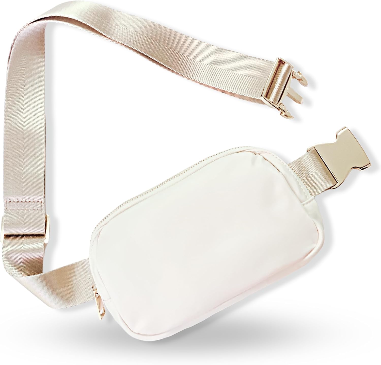 Boutique Belt Bag | Crossbody Fanny Pack for Women Fashionable | Cute Mini Everywhere Bum Hip Waist Pack | Small Fashion Travel Chest Bag | Gold Accessories | Adjustable Small Strap | Cream