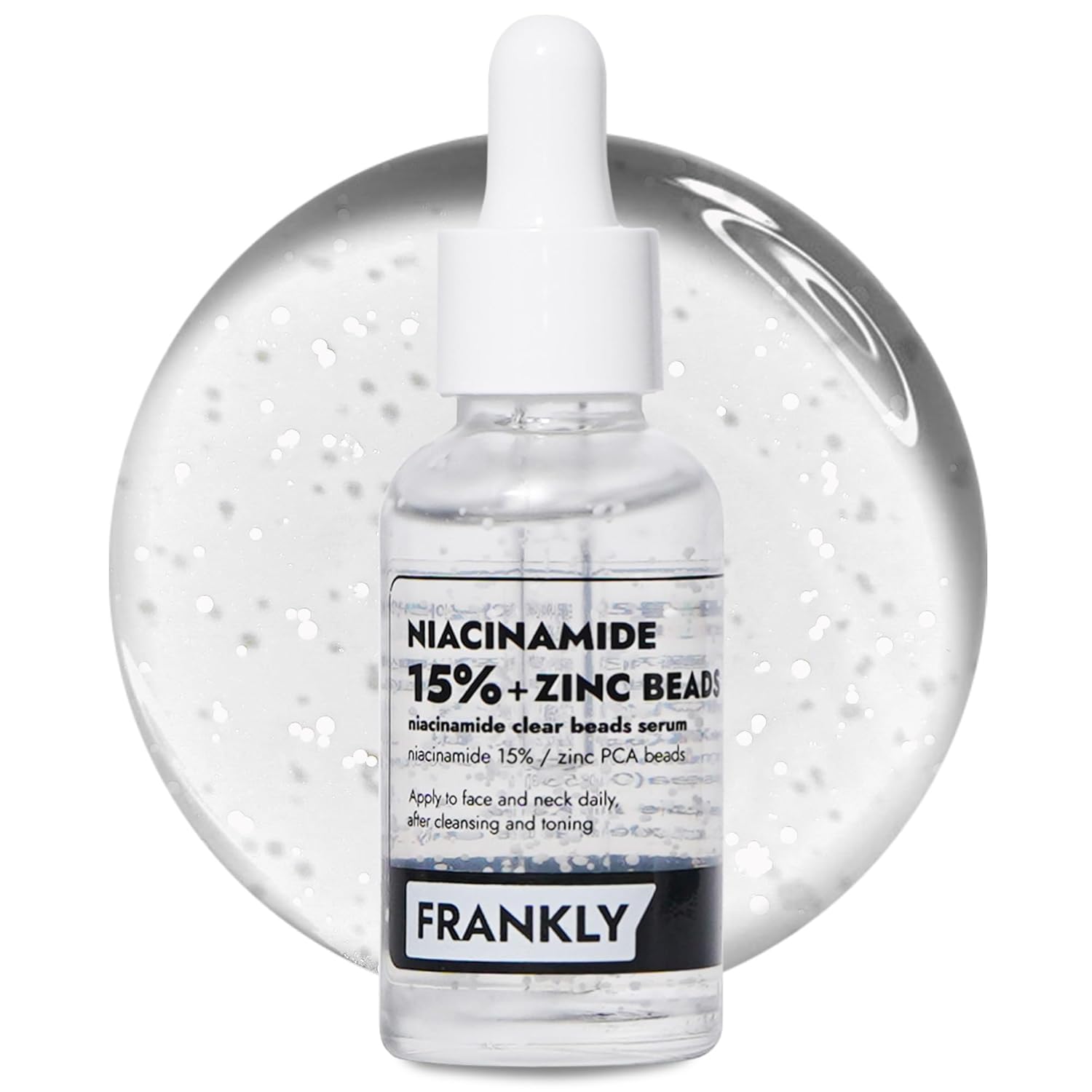 FRANKLY Niacinamide 15% & Zinc Beads Serum: Acne & Dark Spots Care, Oil Control, Even Skin Texture & Glow | Vegan & Cruelty-Free | Non-Comedogenic All skin types Korean Skincare | 1.01 fl.oz