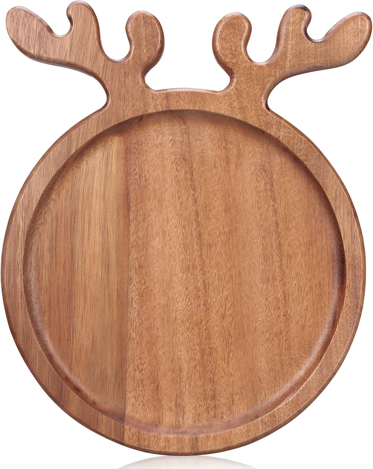 Renawe Decor Christmas Dinner Plate 12″x10″ Wooden Cheese Charcuterie Board Xmas Cookies Platter Wood Salad Charger Plates for Christmas Holiday Festive Serving Dish Decorative Round Dessert Trays