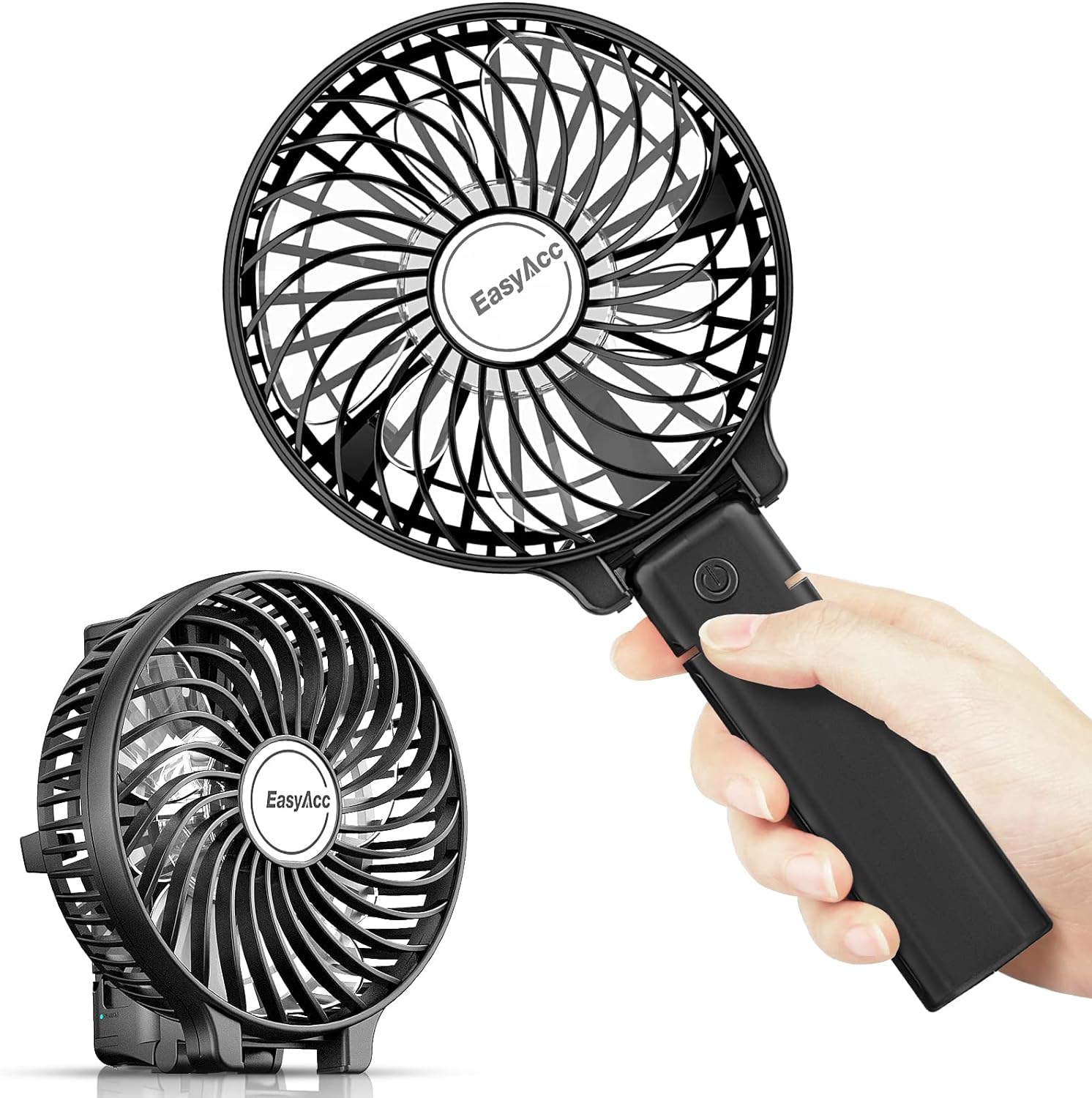 EasyAcc Mini Handheld Fan, Portable Fan Small USB Desk Fan Personal Hand Fan 3 Speed 10H Working Hours Rechargeable Battery Cooling Folding Fan for Travel Outdoor Office Household