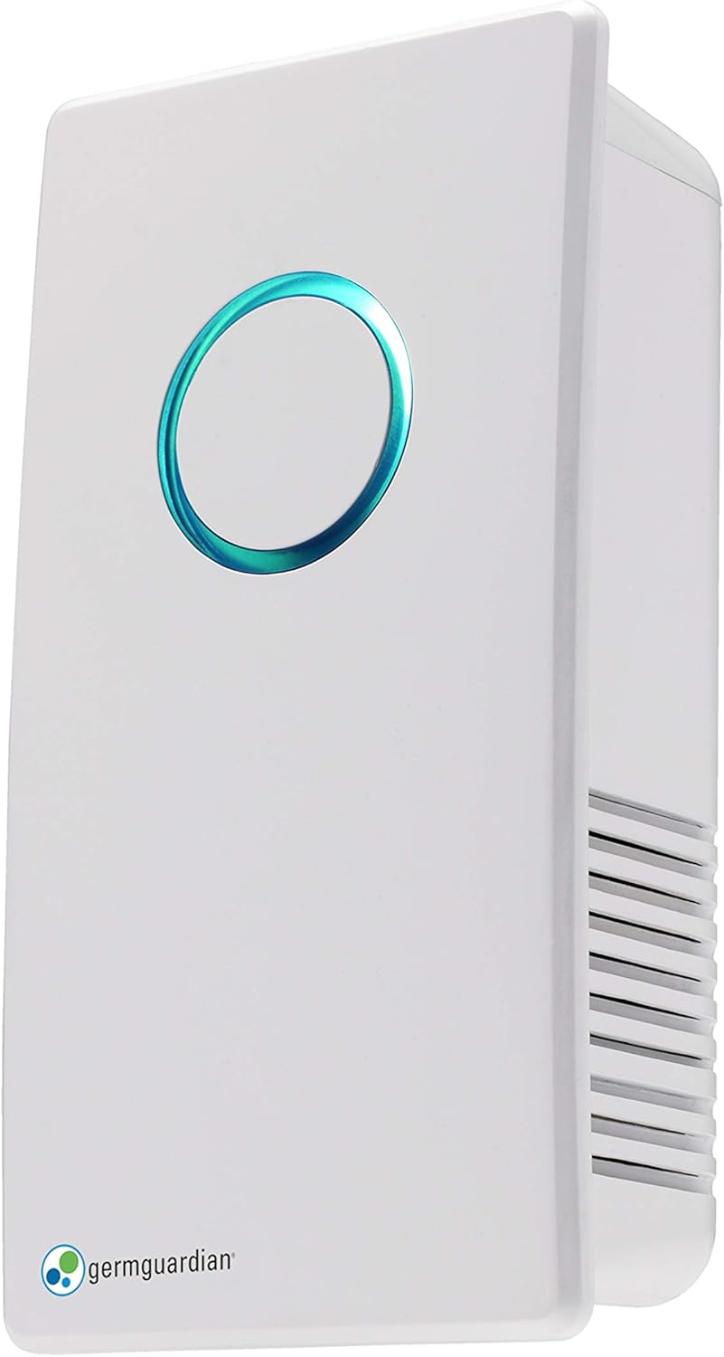 Germ Guardian GG1100W 7” Pluggable Small Air Purifier, Small Room Wall Air Sanitizer, Freshens Air, UV-C Light Kills Germs, Reduces Odors from Pets, Cooking, Mold, GermGuardian, 1-Yr Wty (White)