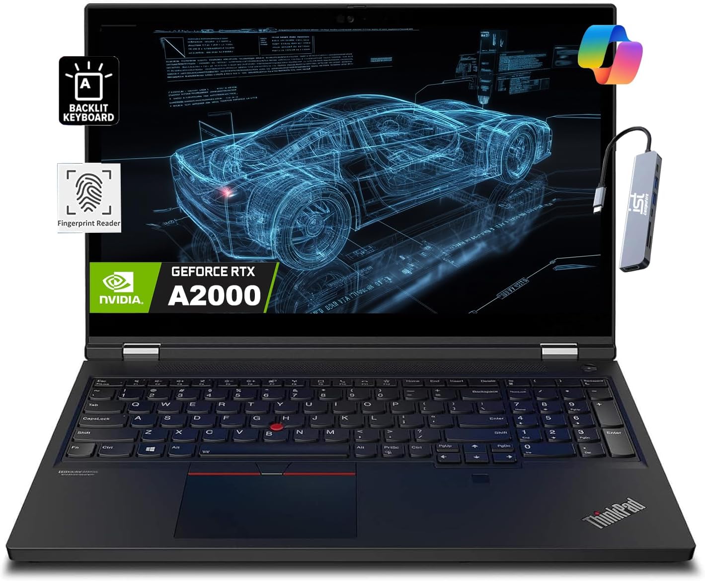 Lenovo ThinkPad P15 Mobile Workstation (15.6″ FHD, NVIDIA RTX A2000 4GB, Intel 8-Core i7-11850H, 64GB RAM, 2TB SSD), Laptop for Engineer, Designer, Architect, IST HUB, Blacklit, Win 11 Pro, 2024