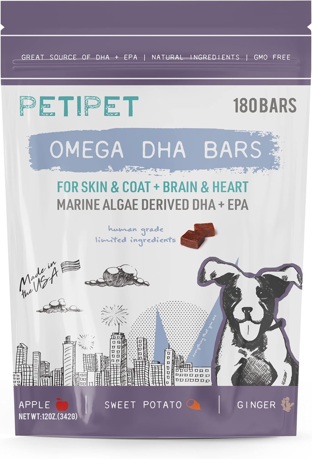 Omega 3 Vegan Chew Treats for Dogs – EPA & DHA – Itchy Skin, Soft & Shiny Coat, Shedding, Mange & Hot Spots Treatment, Joint Inflammation, Heart & Brain Health Natural Dog Supplement