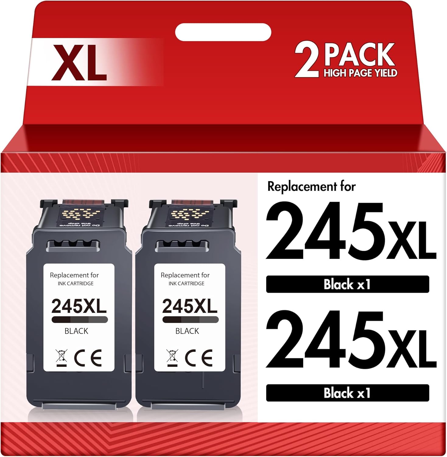 245XL Black Ink Cartridge Replacement for Canon 245XL Black Ink PG-245 XL Compatible to Canon Pixma MX490 MX492 MG2522 MG3022 MG2520 TS3100 TS3122 TS3300 TS3322 TR4522 Printer (2 Black Pack)