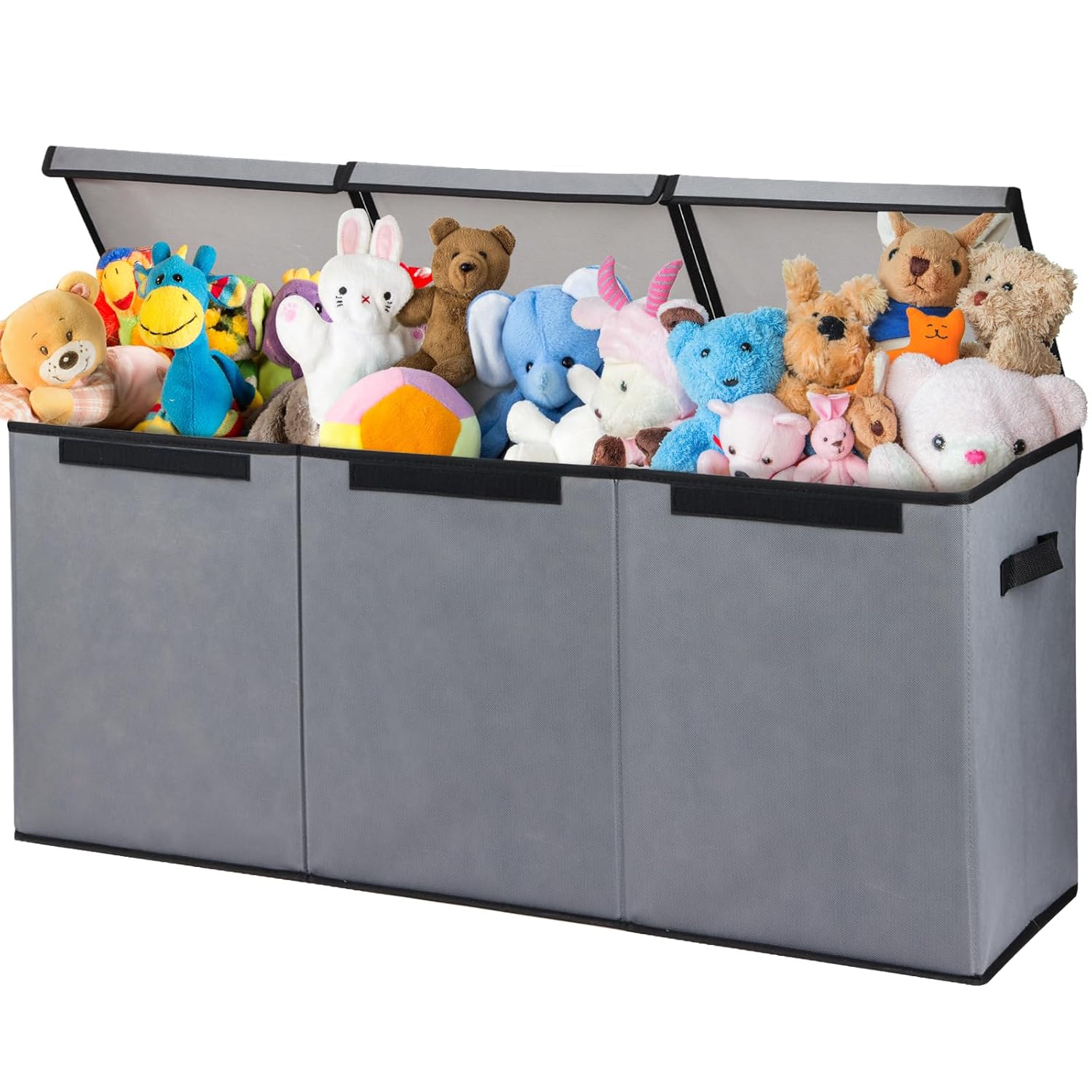 Fixwal Toy Box for Boys – Extra Large Toddler Toy Box Kids Toy Chest, Toy Box for Living Room Area, Collapsible Removable Divider for Nursery Playroom Bedroom Closet, 36″x12.6″x16″ (Grey)