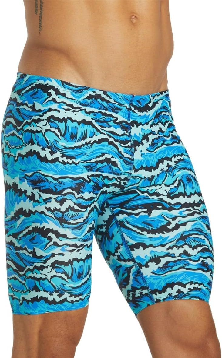 Sporti Men’s Athletic Swimwear Jammers, Abstract Print Jammers for Men, Drawstring Waist, Flat-Locked Seams