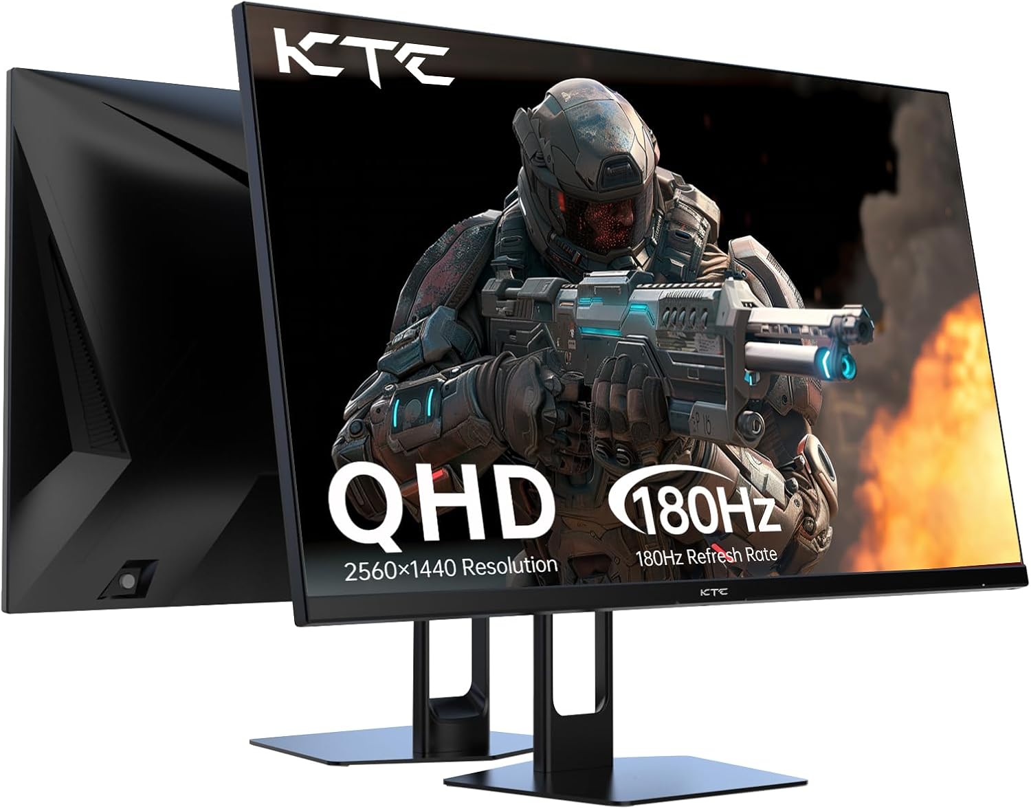 KTC 27” Gaming Monitor 180Hz QHD(2560× 1440p), 1MS,Fast IPS Monitor,122% sRGB,2X DP & 2X HDMI,HDR 10,VESA,FreeSync 144Hz 2K Monitor Black