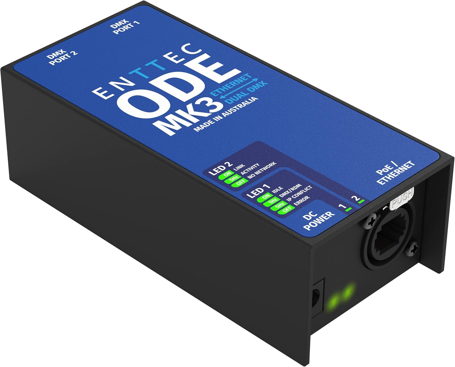 Enttec ODE Mk3 70407 POE 2 Universe Dual DMX / RDM Ethernet Converter Interface