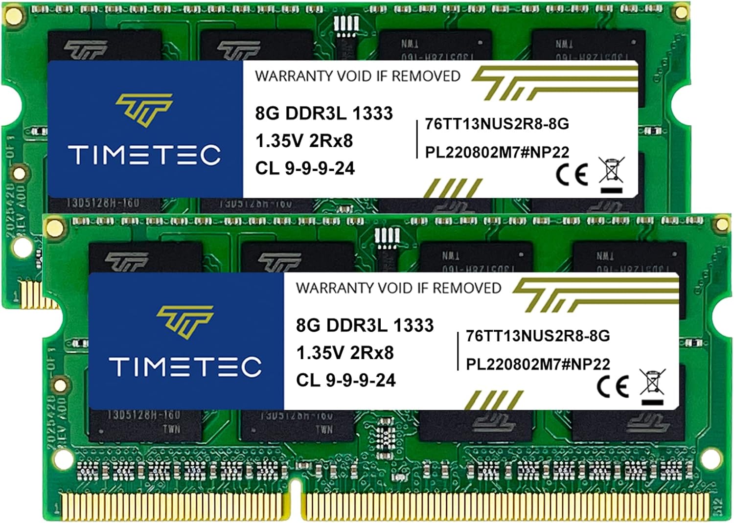 Timetec 16GB KIT(2x8GB) DDR3 / DDR3L 1333MHz PC3-10600 Non-ECC Unbuffered 1.5V / 1.35V CL9 2Rx8 Dual Rank 204 Pin SODIMM Laptop Notebook PC Computer Memory RAM Module Upgrade(16GB KIT(2x8GB))