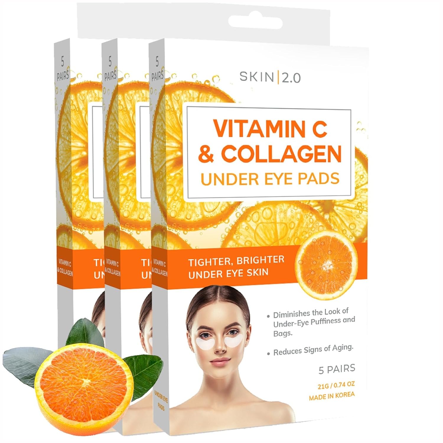 Vitamin C and Collagen Under Eye Patches – Brightens Dark Circles, Tightens Under Eye Skin, Anti-aging & Firming Under Eye Pads – Cruelty Free Korean Skin Care For All Skin Types – 15 Pairs