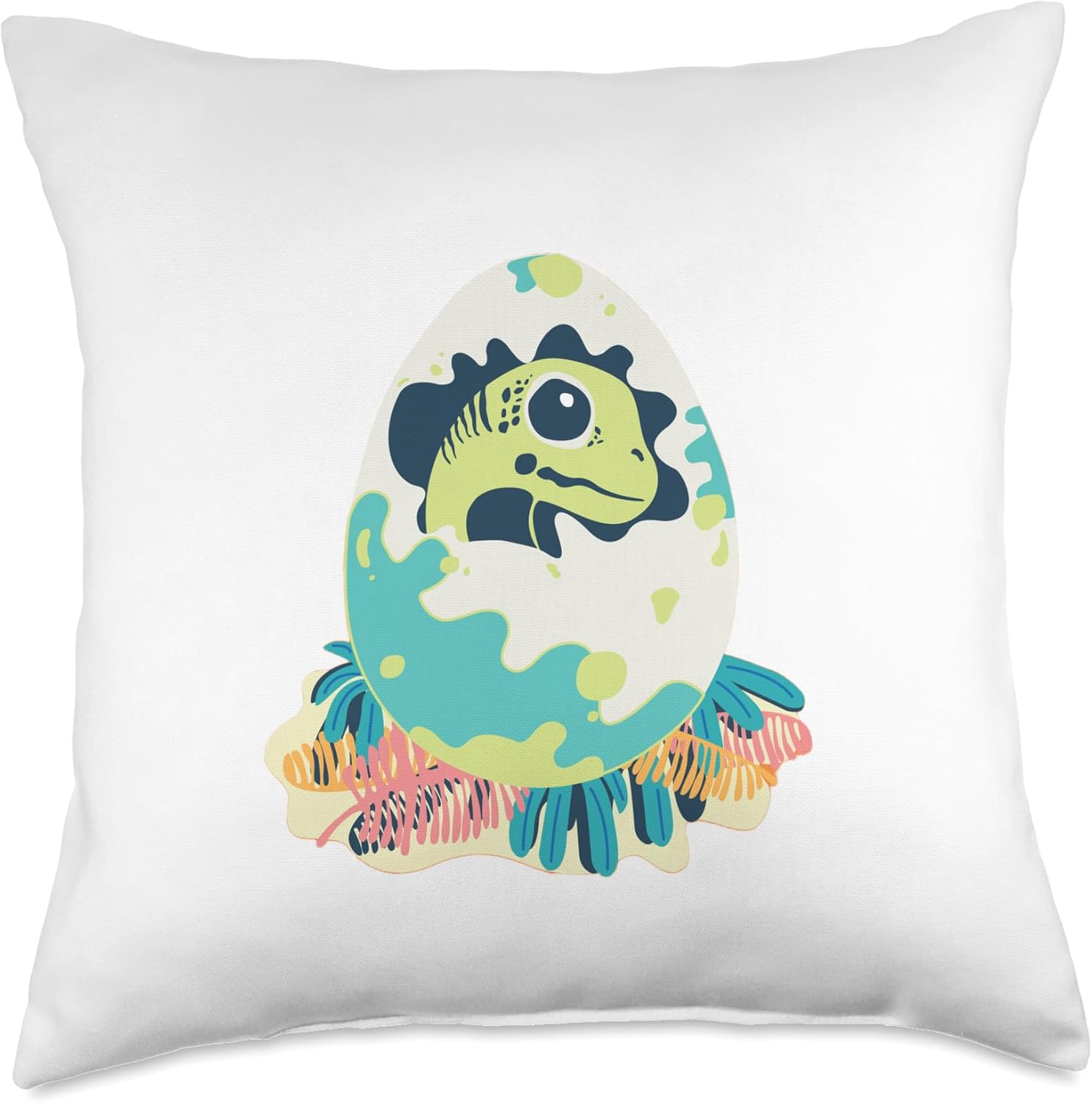 Octagon Studio Augmented Reality Hatching Dino Wear 4D+ Throw Pillow, 18×18, Multicolor