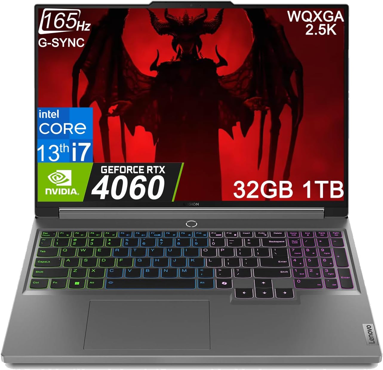 2024 Lenovo Legion 5i Gaming Laptop (16″ 2.5K 165Hz G-SYNC, Intel Core i7-13650HX (14-Core Beat i9-12900H), GeForce RTX 4060 8GB 140W, 32GB DDR5 RAM, 1TB SSD) AI PC, 4-Zone RGB Backlit, Win 11 Home